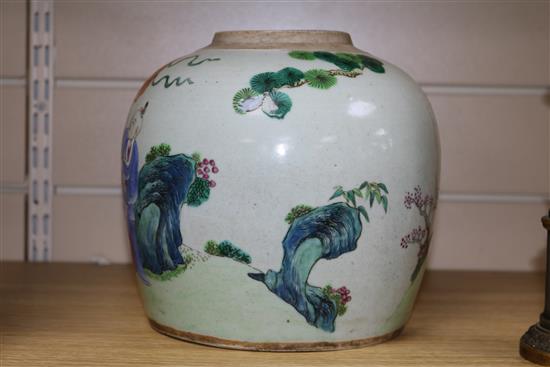 A Chinese famille rose jar height 20.5cm